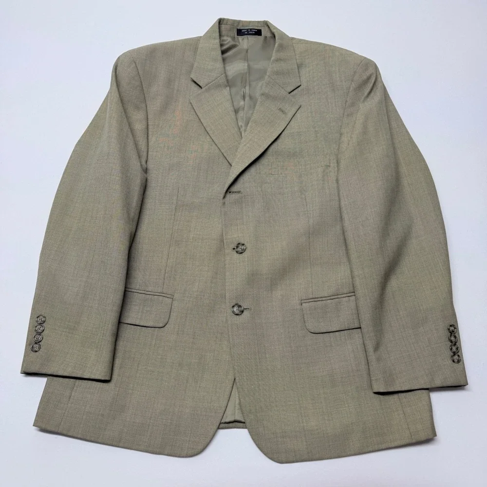 Enrico Gelini Tan Wool Blend 3-Button Blazer Sport Coat Mens 42S